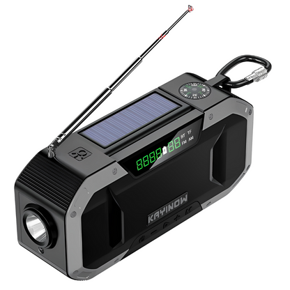 Emergency Radio with Solar and Hand Crank, Power Bank & LED Light