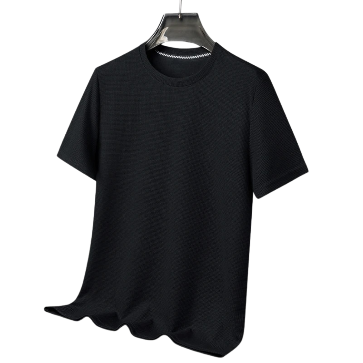 Men's Short Sleeve T-Shirt with Round Neck in Waffle Texture