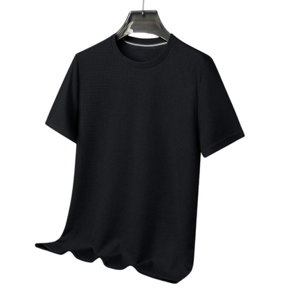 Men's Short Sleeve T-Shirt with Round Neck in Waffle Texture
