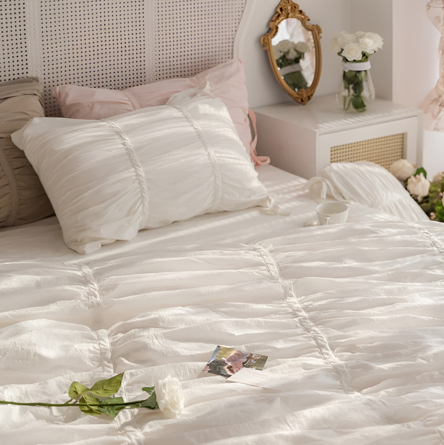 Beige Bedding Set – 100% Washed Cotton Bed Linen with Pillowcases and Sheets, Durable and Easy Care for Modern Bedrooms