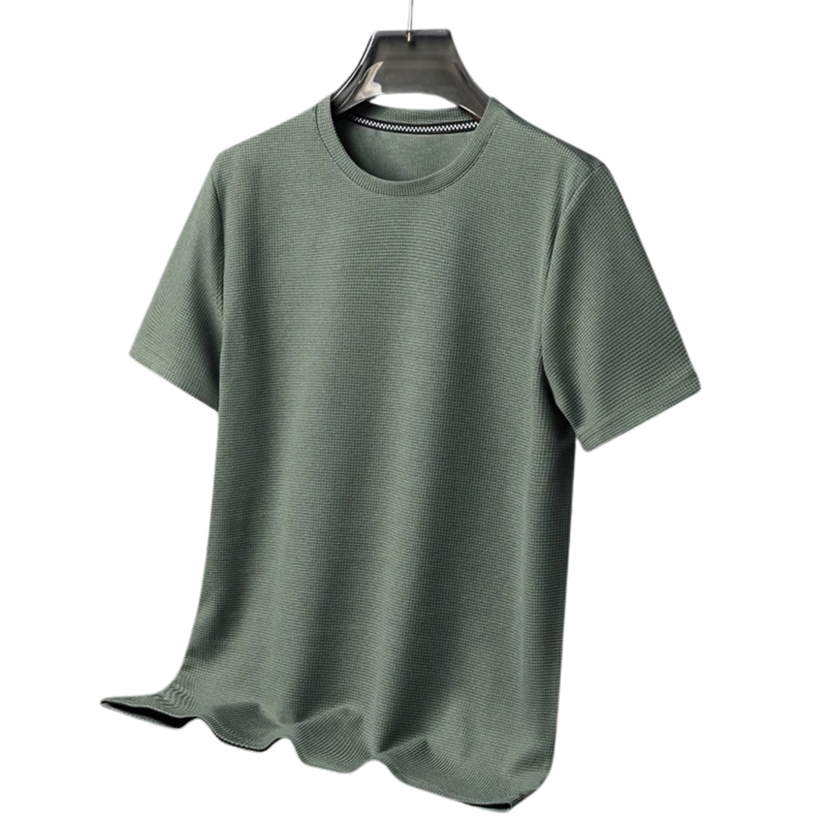 Men's Short Sleeve T-Shirt with Round Neck in Waffle Texture
