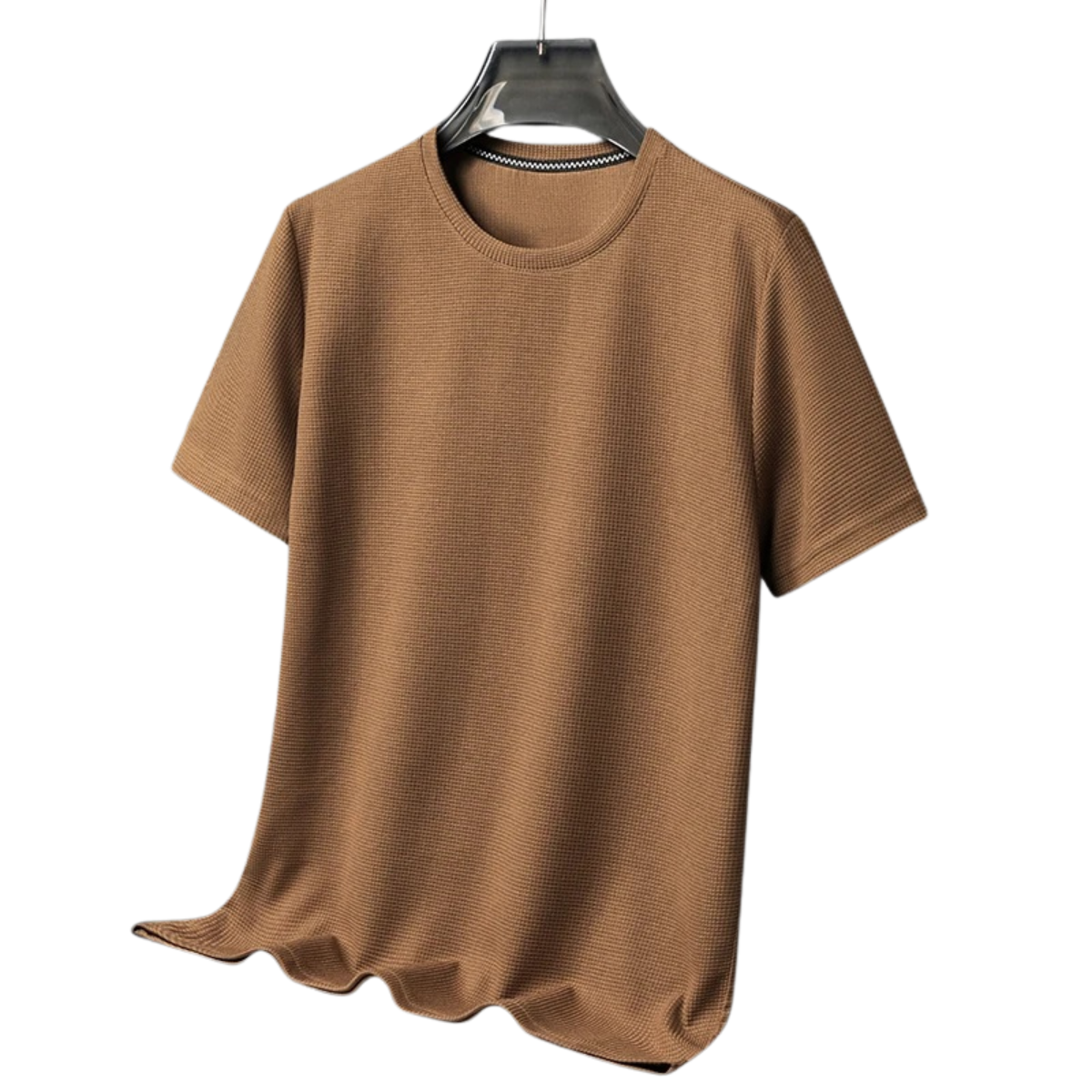 Men's Short Sleeve T-Shirt with Round Neck in Waffle Texture