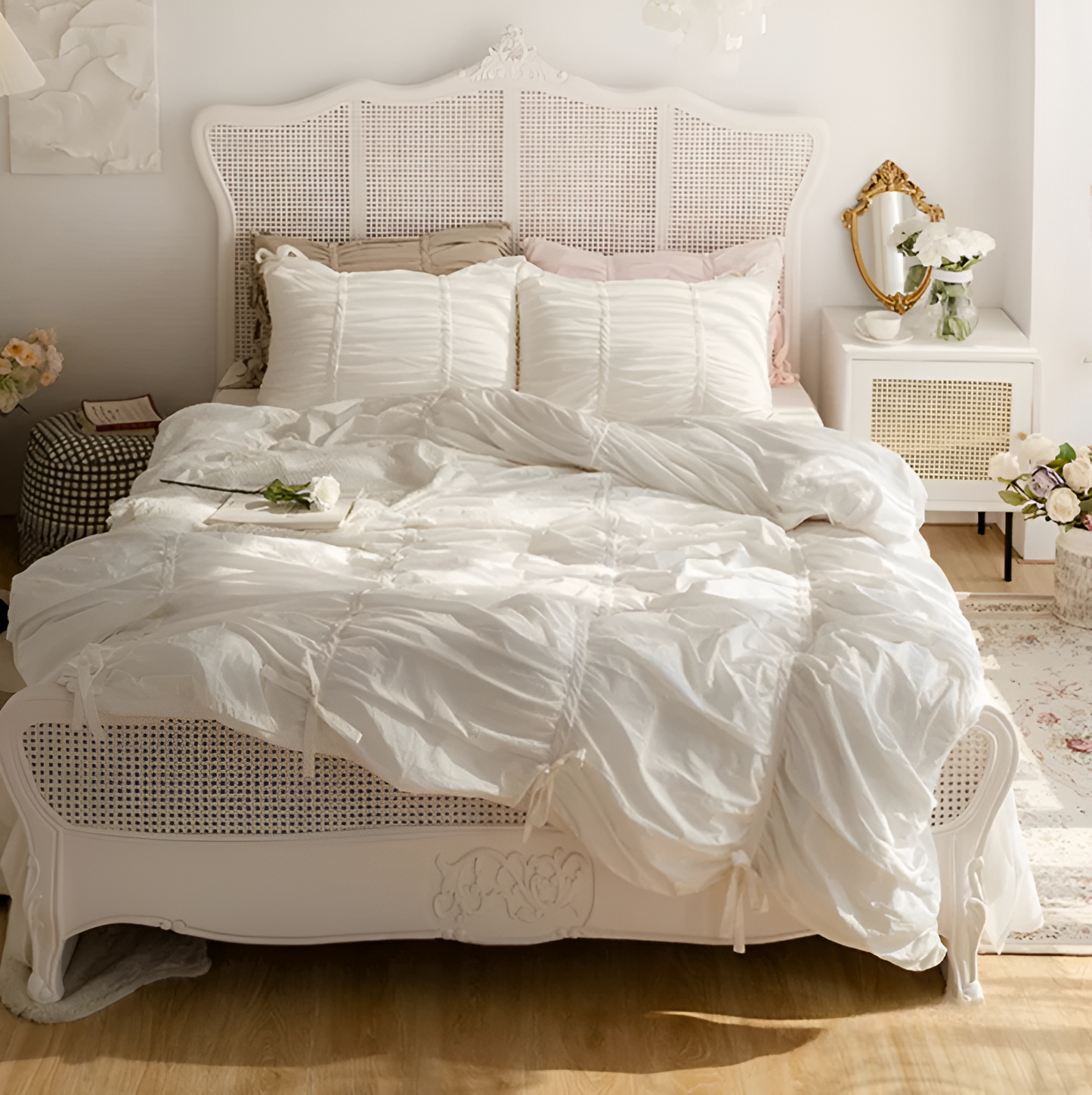Beige Bedding Set – 100% Washed Cotton Bed Linen with Pillowcases and Sheets, Durable and Easy Care for Modern Bedrooms