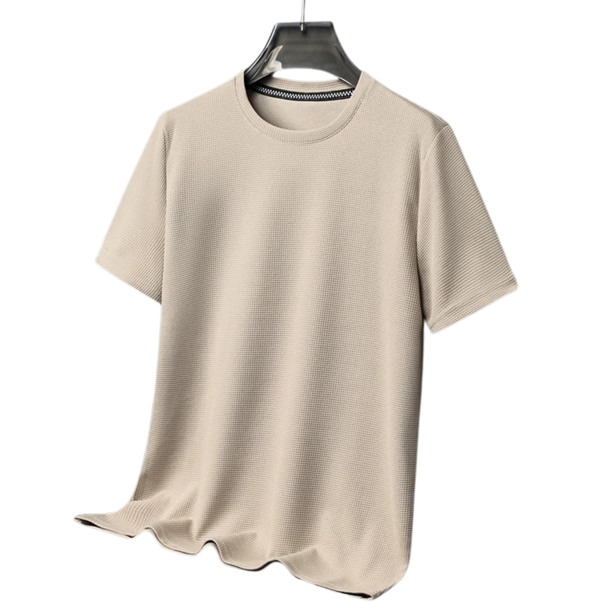 Men's Short Sleeve T-Shirt with Round Neck in Waffle Texture