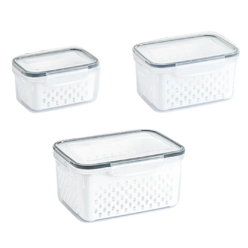Drain Basket for Fresh Fruits and Vegetables - Refrigerator Storage Organizer
