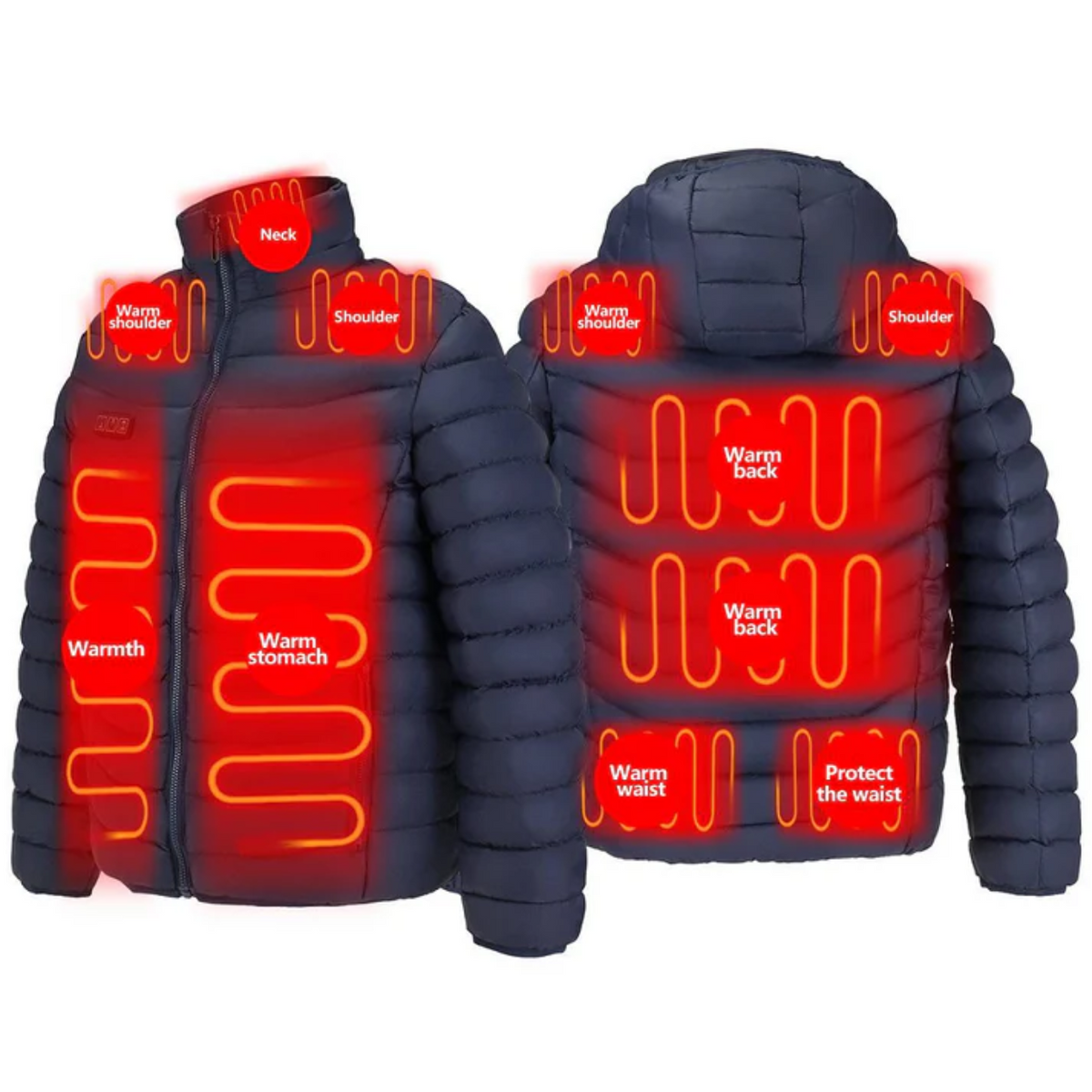 Heated Reversible Jacket for Unisex - Electric Warmth Wear