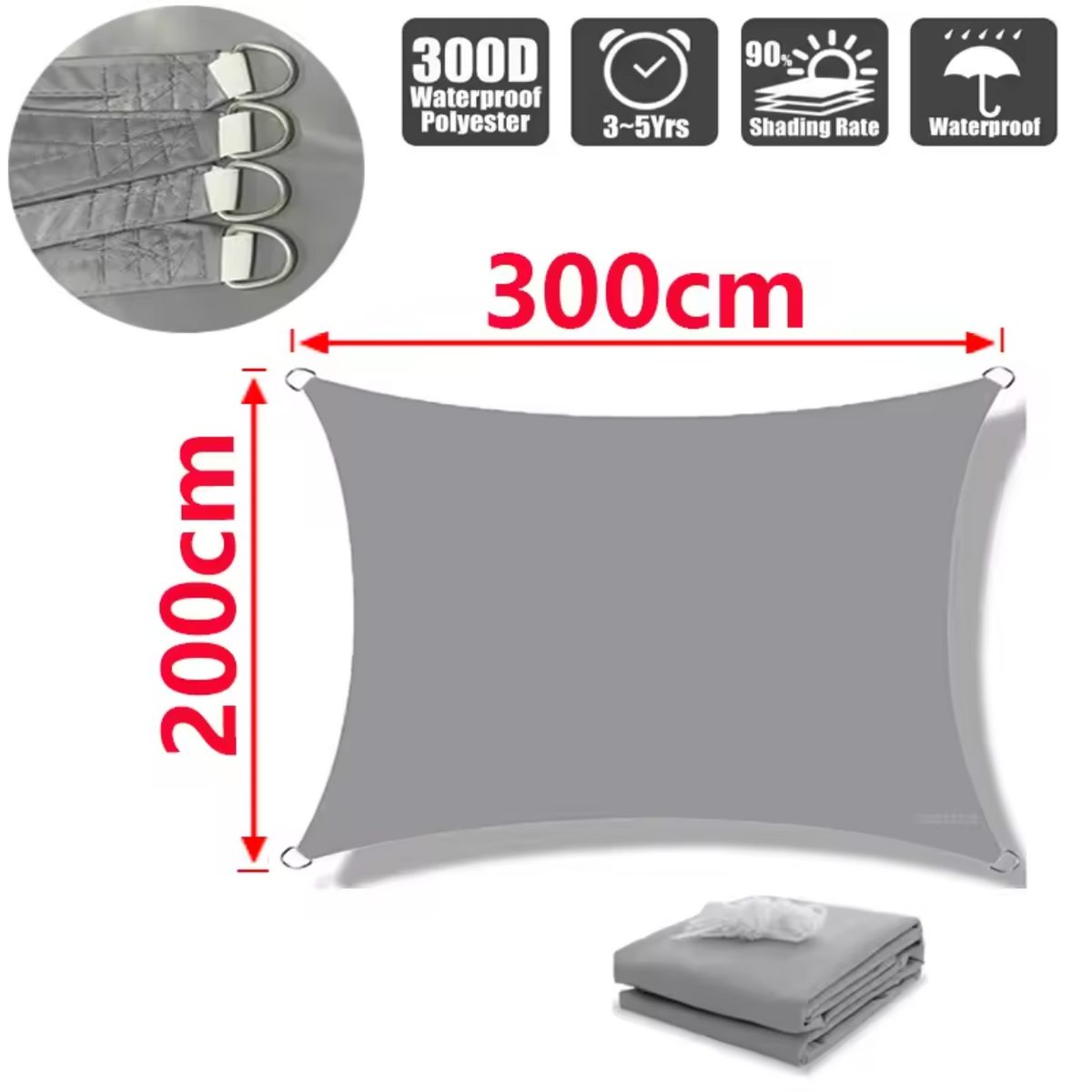 Water-Resistant Shade Sail made of Lightweight Polyester