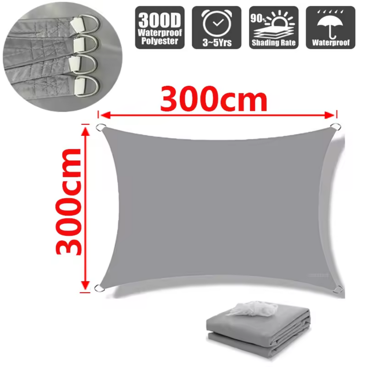Water-Resistant Shade Sail made of Lightweight Polyester