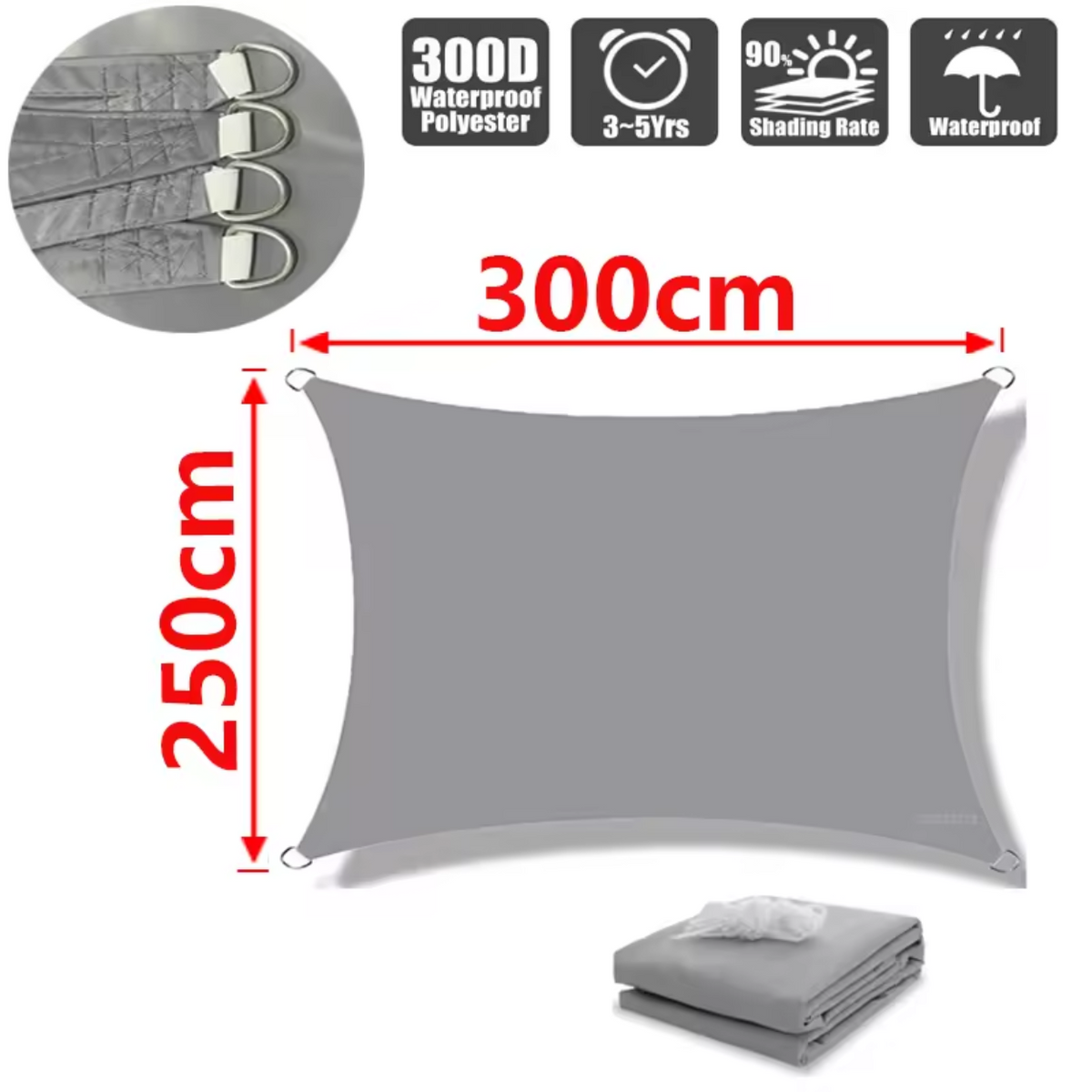 Water-Resistant Shade Sail made of Lightweight Polyester