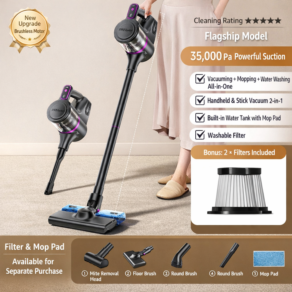 Lightweight 2-in-1 Cordless Vacuum with Rechargeable Handheld and LED Display