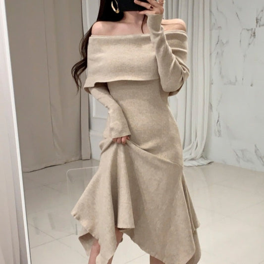 Chic Elegance - Long Ruffled Hem Dress for Everyday Charm