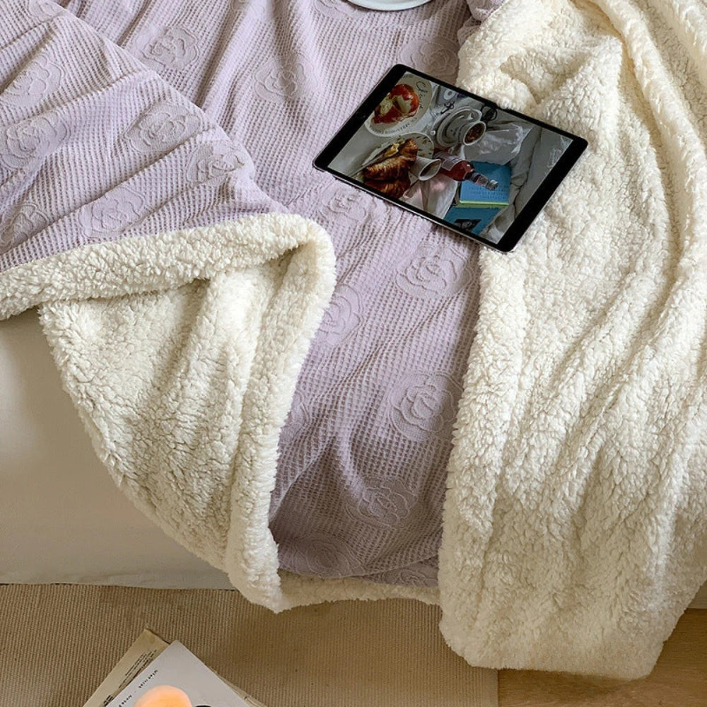 Blissful Bloom Embossed Sherpa Throw