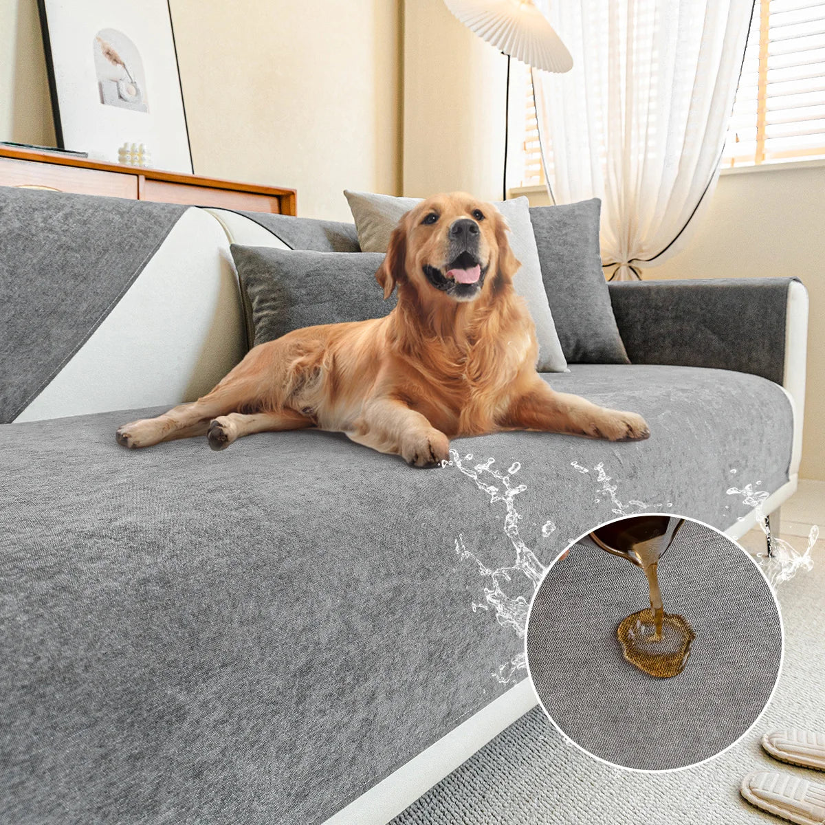 Luxe Anti-Scratch Sofa Cover – Chenille Protection for Pets