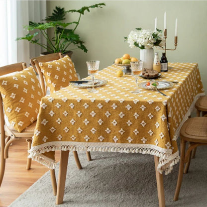 Chic Yellow Tassel Table Cover for Any Occasion