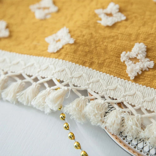 Chic Yellow Tassel Table Cover for Any Occasion