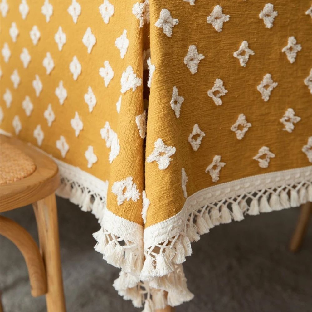 Chic Yellow Tassel Table Cover for Any Occasion