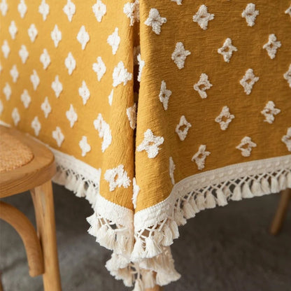 Chic Yellow Tassel Table Cover for Any Occasion