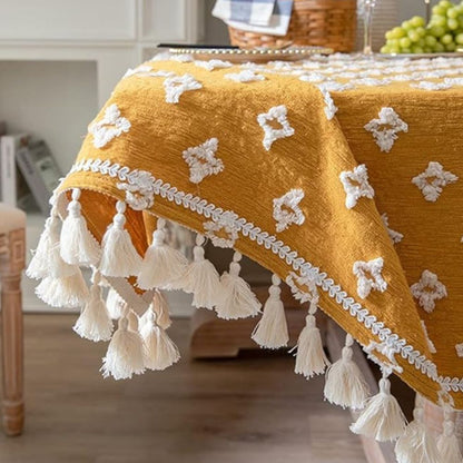 Chic Yellow Tassel Table Cover for Any Occasion