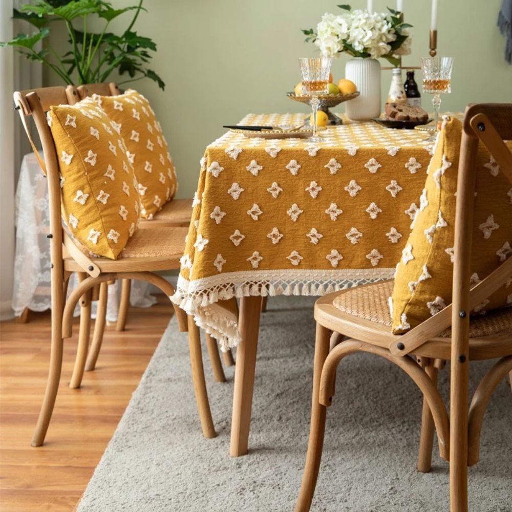 Chic Yellow Tassel Table Cover for Any Occasion
