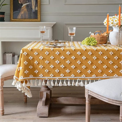 Chic Yellow Tassel Table Cover for Any Occasion