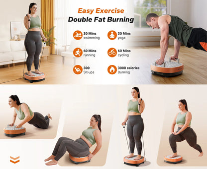 Exercise Vibration Plate with Foot Massager | 99 Speed Settings, 9 Modes, 330 lb Weight Limit, Includes Resistance Bands & Push-Up Handles