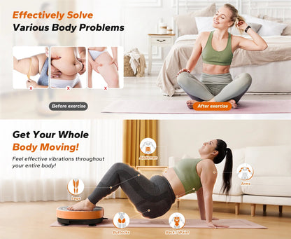 Exercise Vibration Plate with Foot Massager | 99 Speed Settings, 9 Modes, 330 lb Weight Limit, Includes Resistance Bands & Push-Up Handles