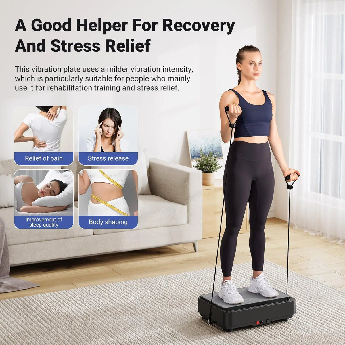 Compact Vibration Fitness Plate – 99 Speed Settings, 9 Workout Modes, Remote & Resistance Bands