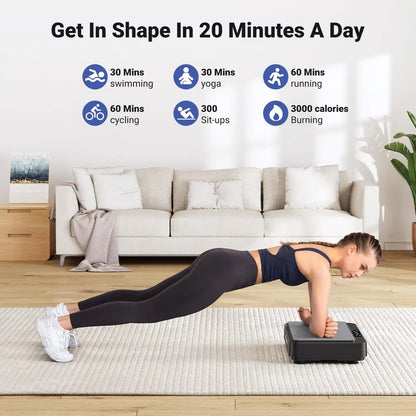 Compact Vibration Fitness Plate – 99 Speed Settings, 9 Workout Modes, Remote & Resistance Bands