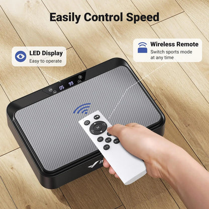 Compact Vibration Fitness Plate – 99 Speed Settings, 9 Workout Modes, Remote & Resistance Bands
