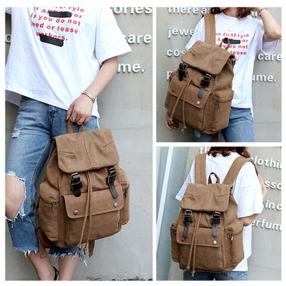 Vintage-Style Canvas Backpack with Spacious Organization