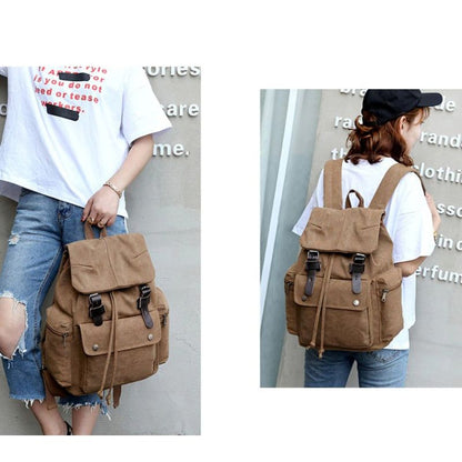 Vintage-Style Canvas Backpack with Spacious Organization