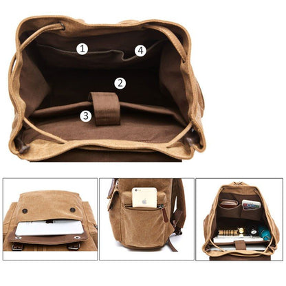 Vintage-Style Canvas Backpack with Spacious Organization