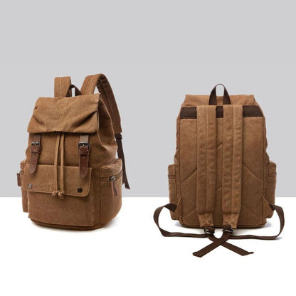 Vintage-Style Canvas Backpack with Spacious Organization