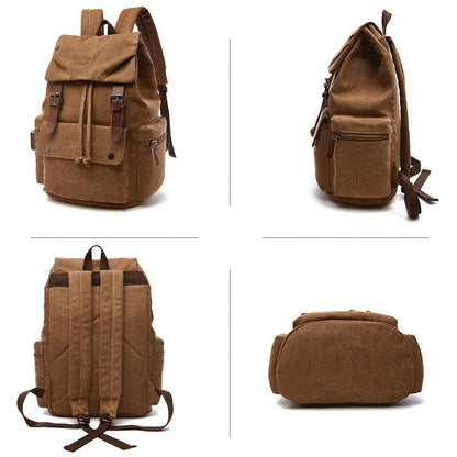 Vintage-Style Canvas Backpack with Spacious Organization