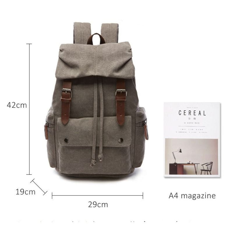 Vintage-Style Canvas Backpack with Spacious Organization