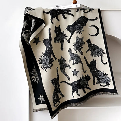 Charming Feline Print Winter Wrap