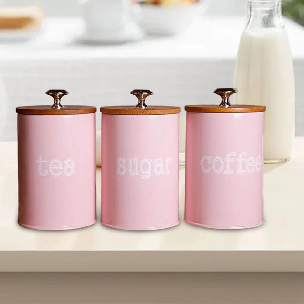 Chic Iron Canister Set for Coffee, Sugar, and Tea - 3 Pieces