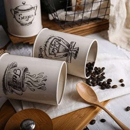 Chic Iron Canister Set for Coffee, Sugar, and Tea - 3 Pieces