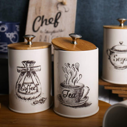 Chic Iron Canister Set for Coffee, Sugar, and Tea - 3 Pieces