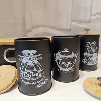 Chic Iron Canister Set for Coffee, Sugar, and Tea - 3 Pieces