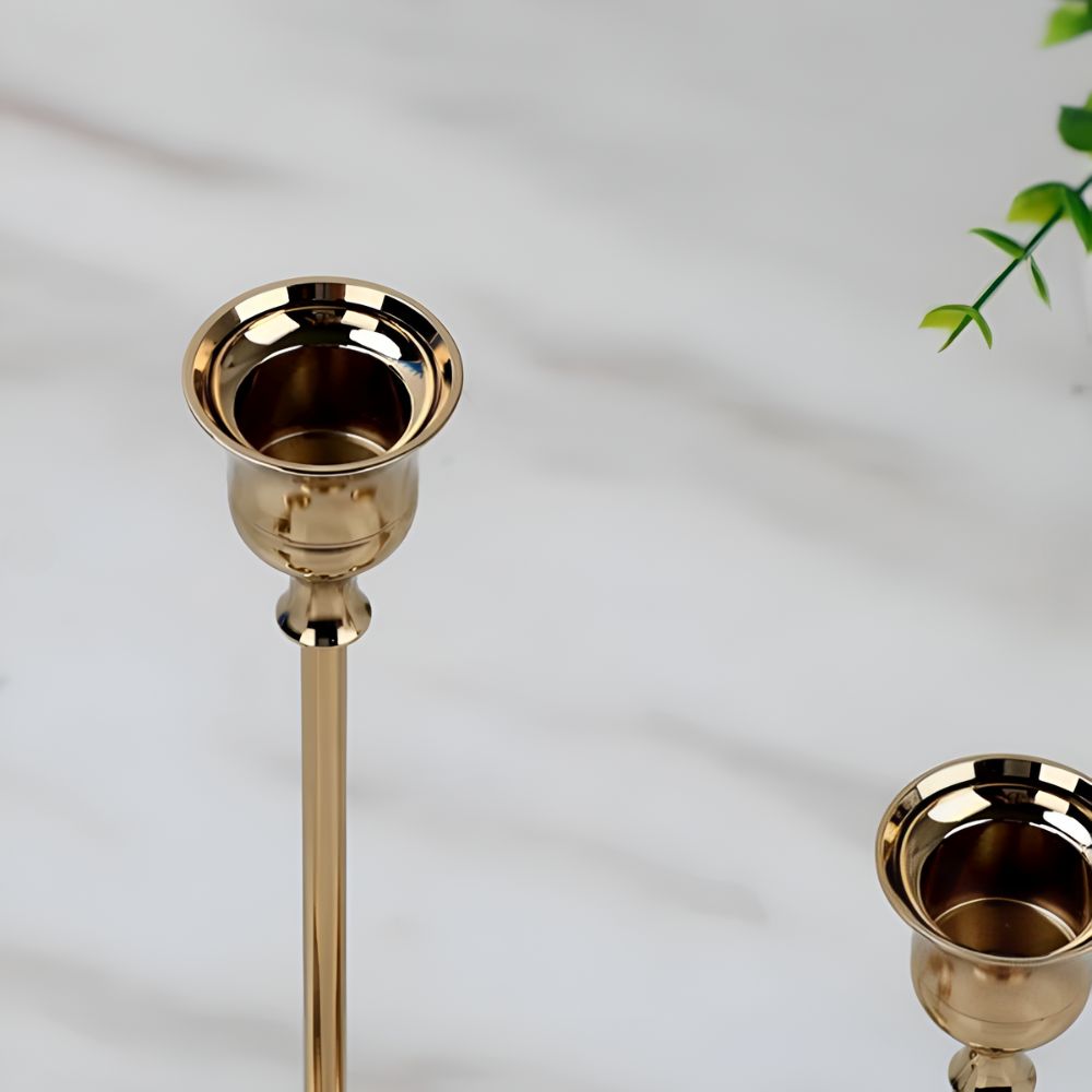 Elegant Brass Candle Holder Trio for Timeless Décor