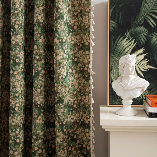 Elegant Floral Tassel Curtain Panel for Timeless Style