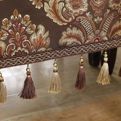 Timeless Charm Embroidered Table Cover with Tassels