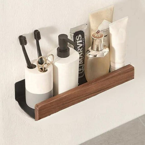 Wooden Finish Bathroom Wall Storage Shelf