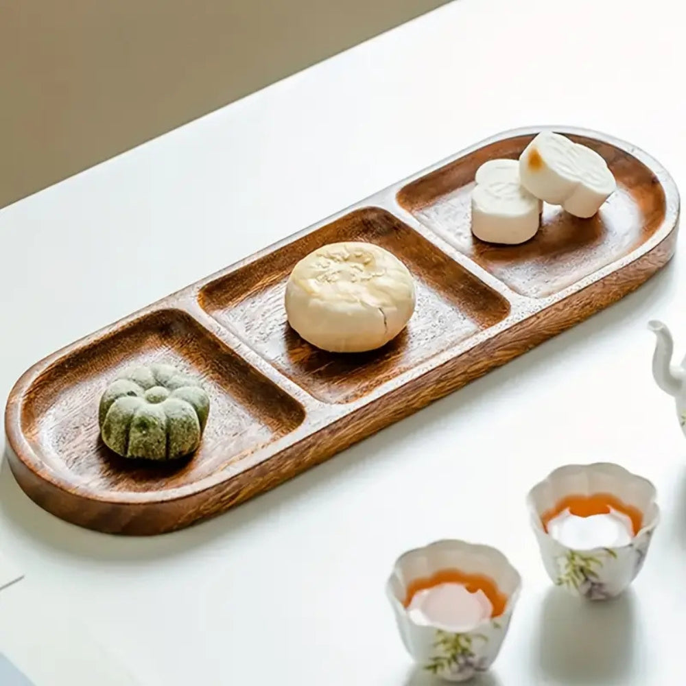 Elegant Eco-Friendly Wooden Serving Tray with Dividers