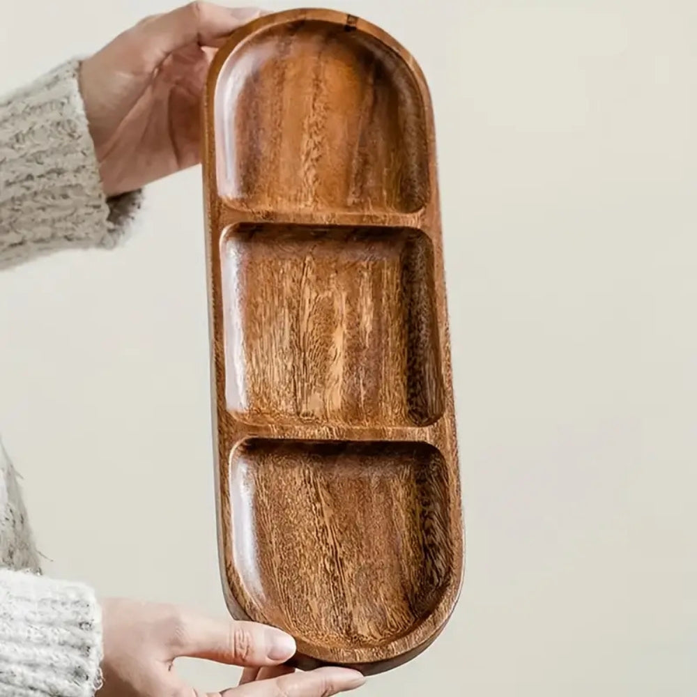 Elegant Eco-Friendly Wooden Serving Tray with Dividers