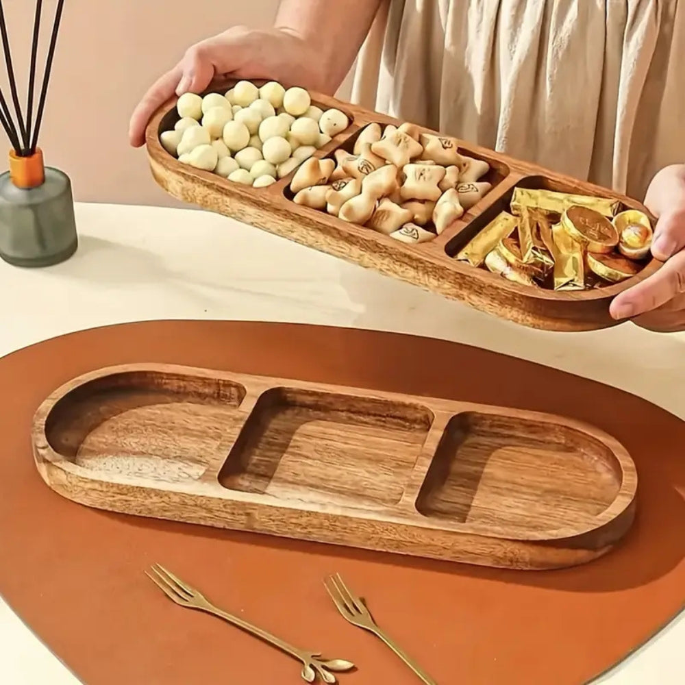 Elegant Eco-Friendly Wooden Serving Tray with Dividers