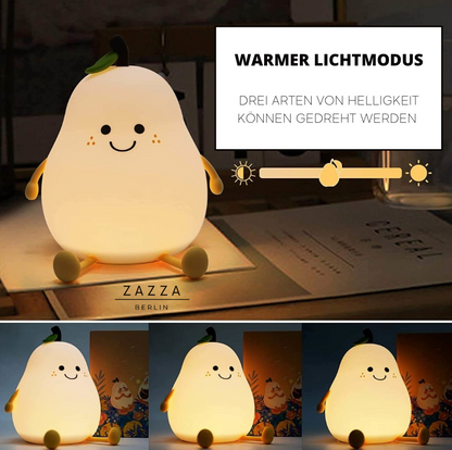 Pear-Shaped Night Light – Soft Silicone, USB Rechargeable, 3 Brightness Levels & Timer, Soothing Illumination for Kids & Babies