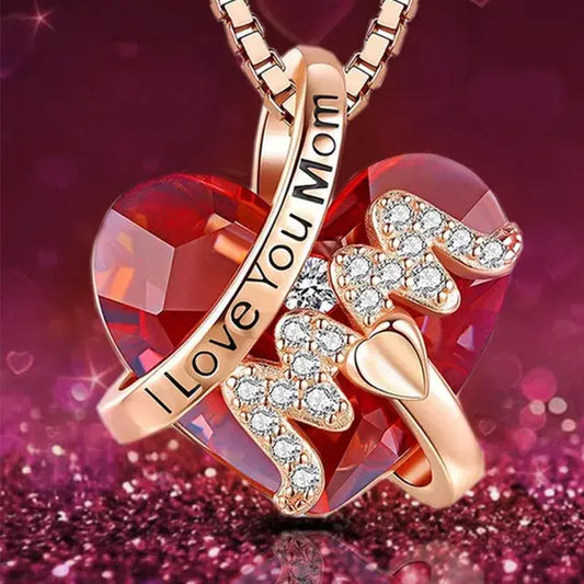 Elegant Crystal Heart Necklace Gift for Mother's Day