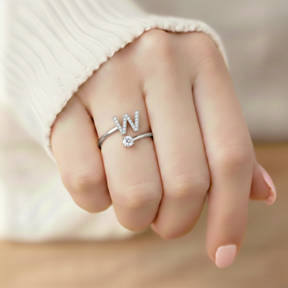 Adjustable Initial Ring Classic with Gift Box and Message Card